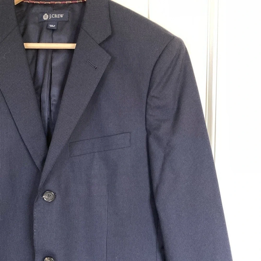 J.‎ Crew Men's Alridge Wool Blazer Jacket Navy Pinstripe Size 38R 3 Button